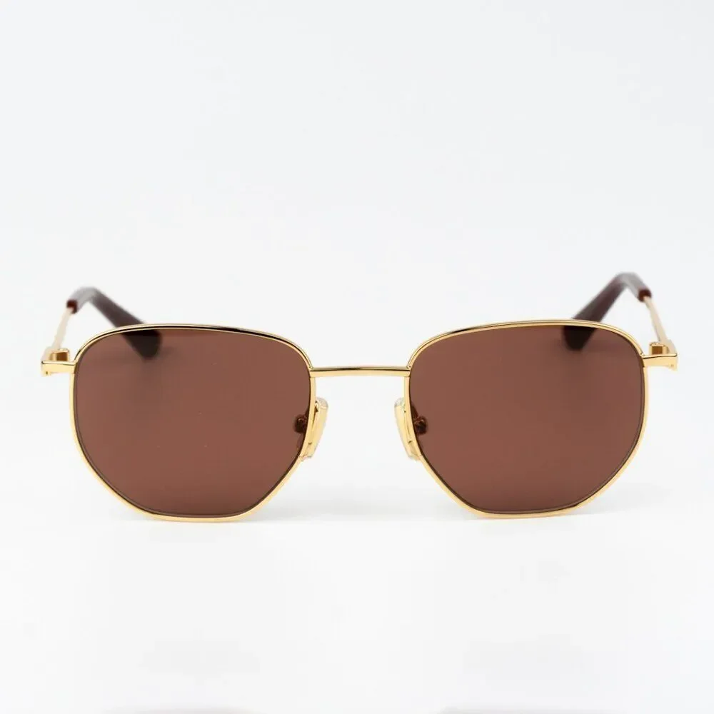 NEW Bottega Veneta BV1301S 003 Gold Brown Split Panthos Unisex Sunglasses